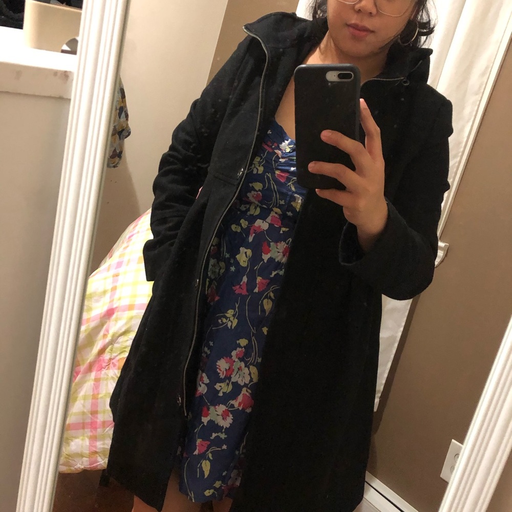 DKNY Wool Coat with Hoodie